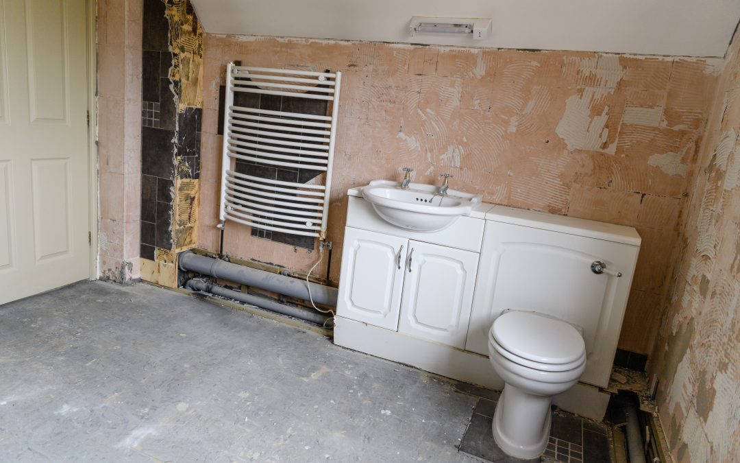 a bathroom under construction ready to implement 2026 bathroom remodel trends